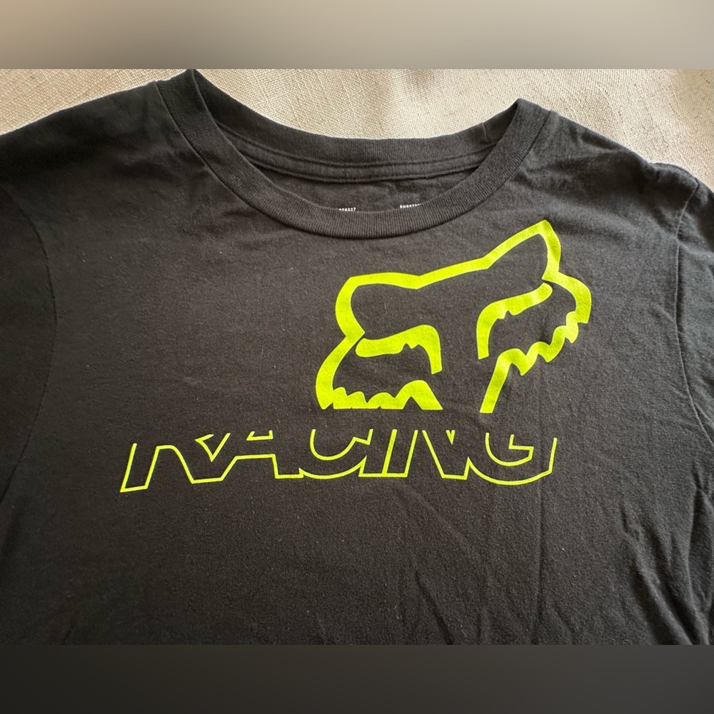 FOX Racing Youth Boys Skew T-Shirt Black XL Florescent logo Short-Sleeve